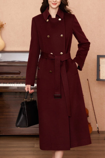 Double breasted long winter wool coat 6274