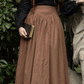 Brown maxi wool skirt for winter 4732#