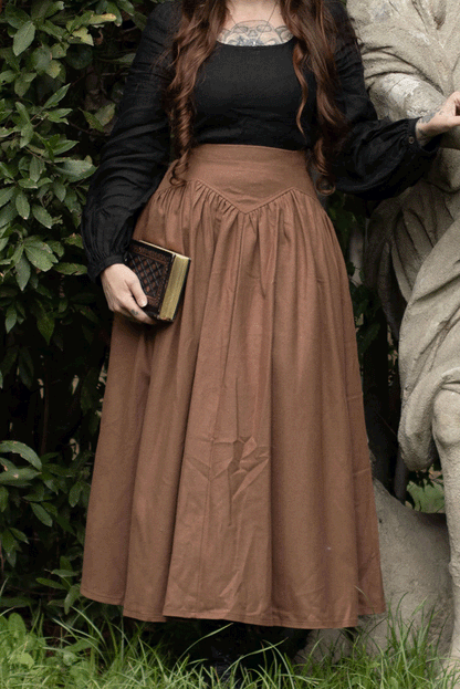 Brown Wool Maxi Skirt – Vintage High Waist A-Line Skirt for Autumn & Winter 4732