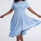 Plus size Blue Linen swing dress 3401