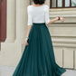 Maxi dark green summer chiffon skirt women 5220