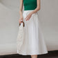 White a line elastic waist skirt with pockets L0605