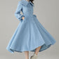 Sky Blue Wool Princess Coat – Vintage Fit and Flare Swing Winter Coat | Xiaolizi 6576