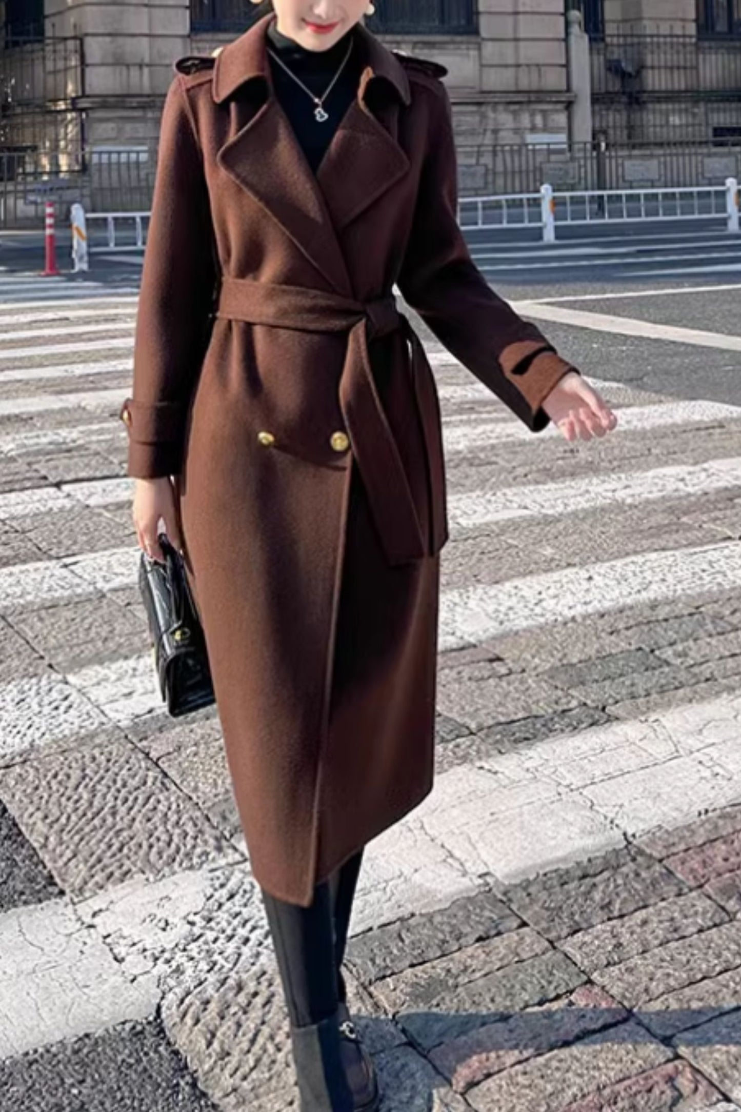 Long winter wool trench coat women 5474