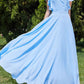 Blue maxi prom summer swing chiffon dress 5083