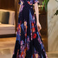 Floral printed prom maxi chiffon dresses 4996