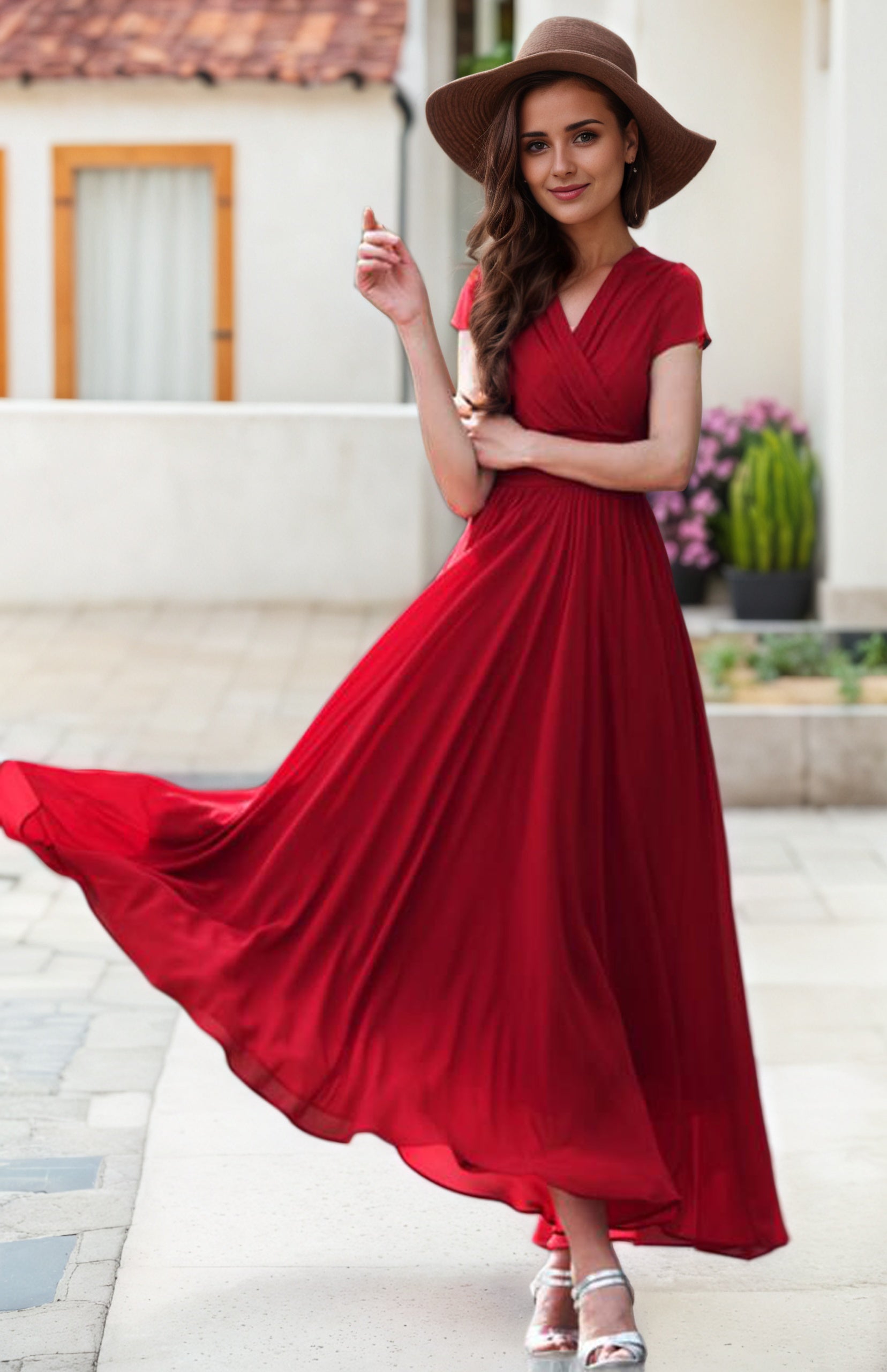 Chiffon Empire Waist Maxi Dress – Summer Party Gown 2618 – Xiaolizi