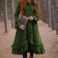 Green Hooded Long Wool Coat 3967