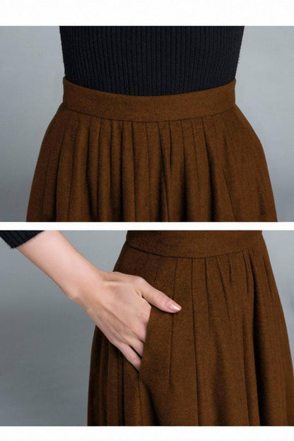 Maxi brown vintage inspired wool skirt 5209