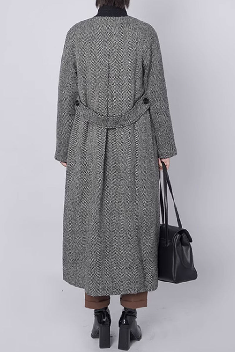 Striple winter wool coat women 4632