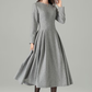 Long Gray Wool Dress, Swing Wool Dress 4495