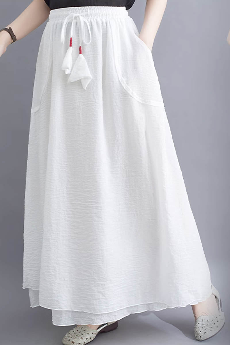 maxi linen skirt with drawstring waist 4343