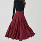 Burgundy winter/autumn midi wool skirt 4528