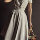 fit and flare summer linen dress with belt 4852