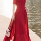 Prom fit and flare red chiffon dress HY0032