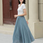 A line midi swing summer linen skirt 5150