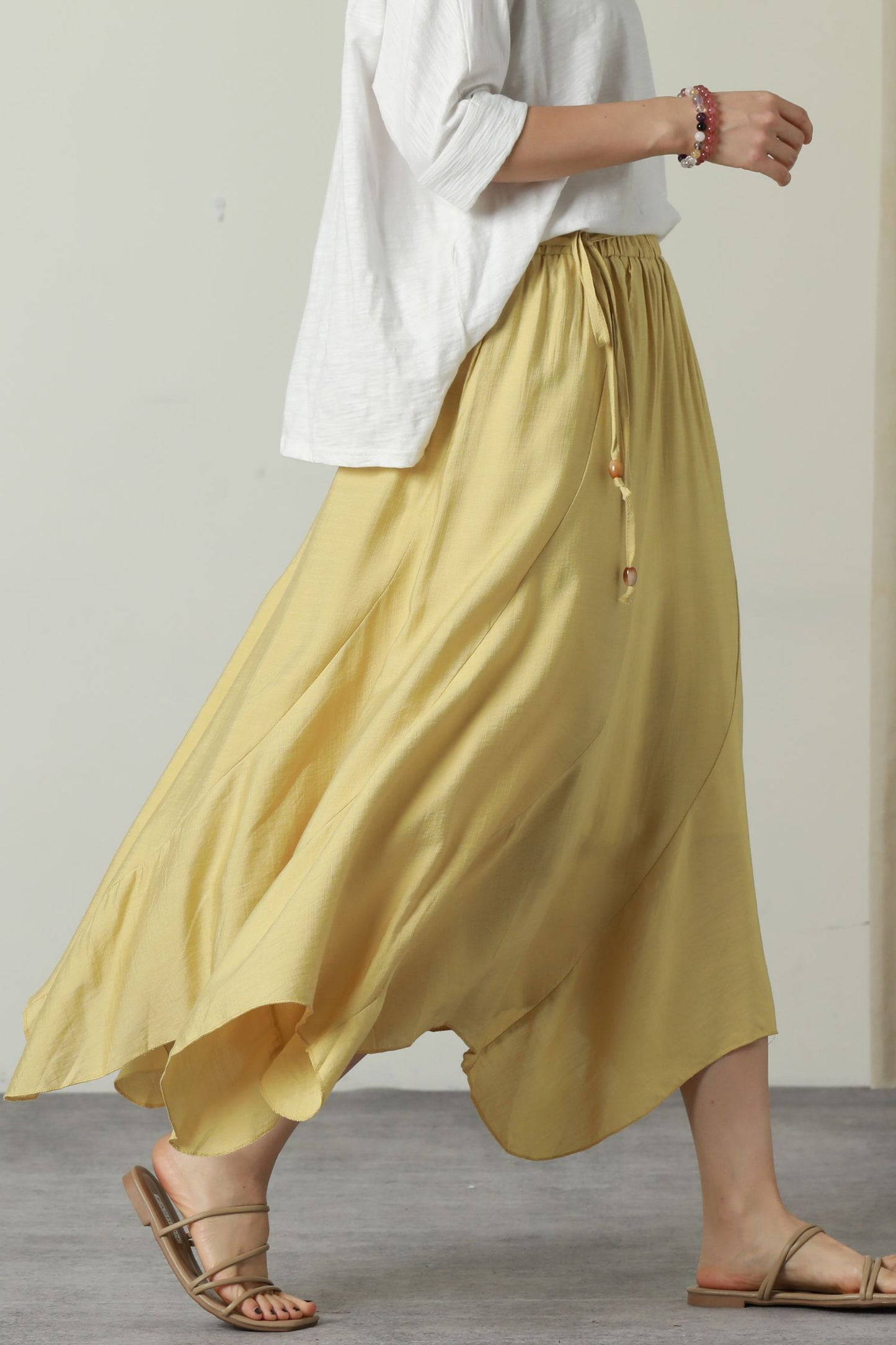 Irregular elastic waist linen skirt women 6180 - S #CK2500598