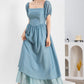 Blue princess midi swing wedding dress 4244