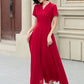 Red v neck prom summer swing chiffon dress 5174