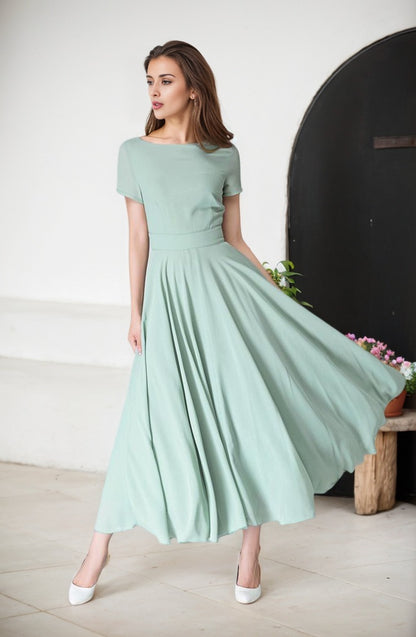 Bohemian Swing Chiffon summer prom dress 5964