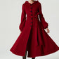 Burgundy long dress wool coat 1977#