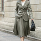 Army green asymmetrical linen jacket 5681