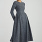 dark gray maxi fit and flare wool dress 6293
