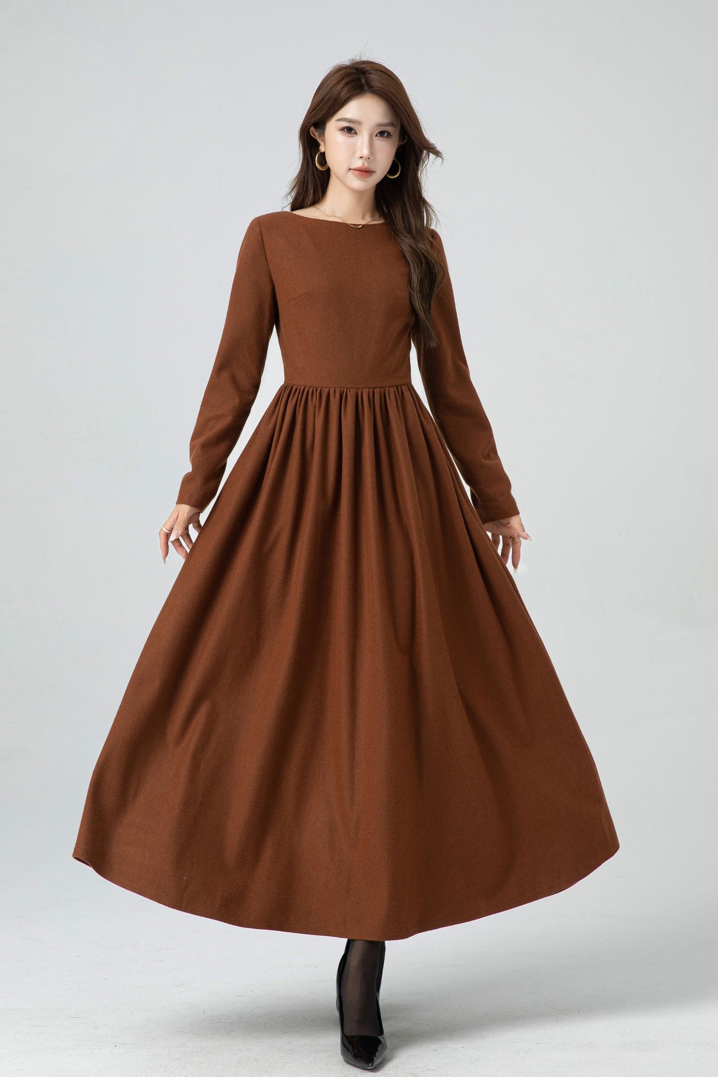 Wool maxi winter womens dresses 5305