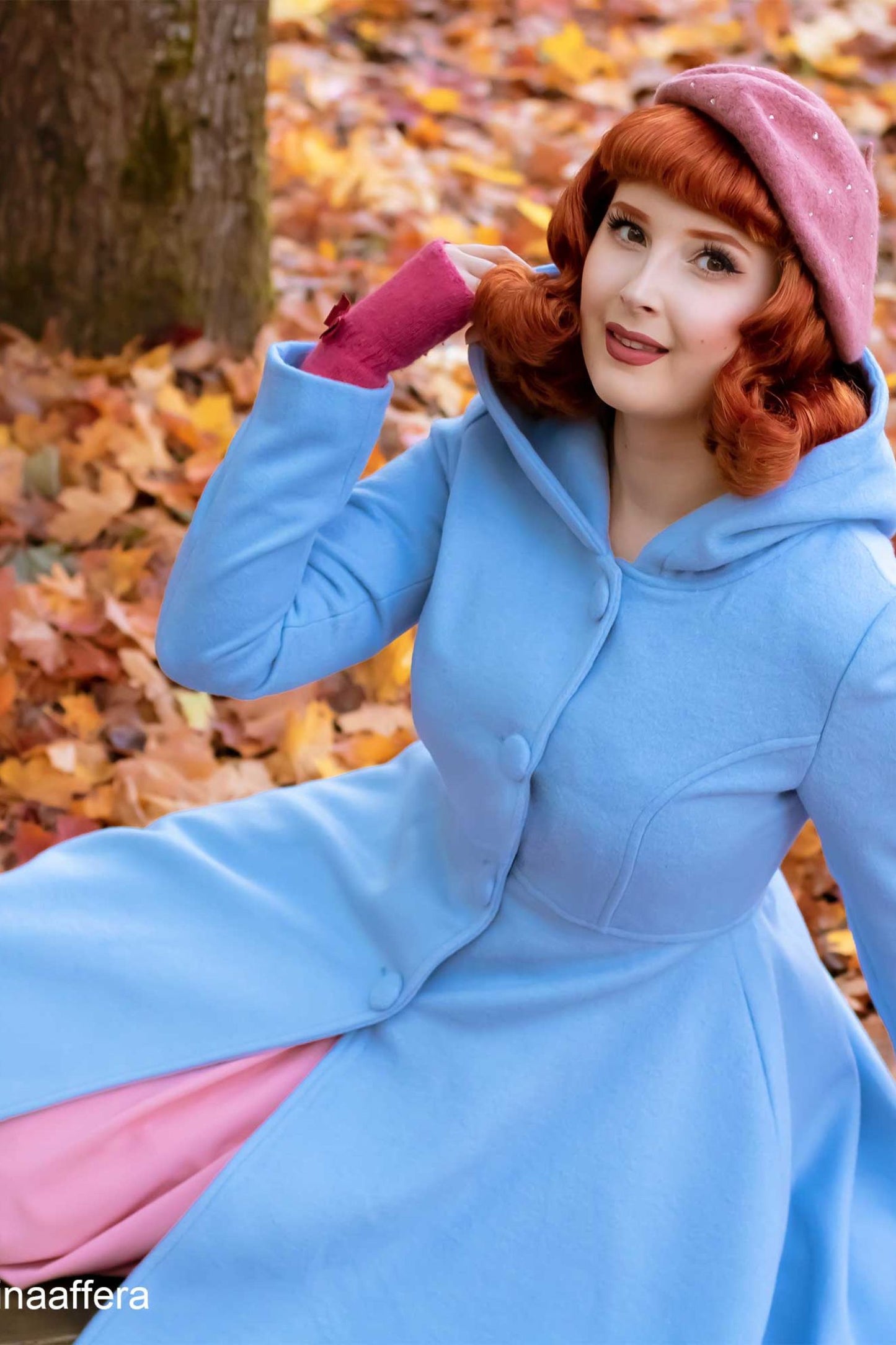 Blue swing princess coat with hood 2419