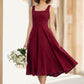 Handmade Linen Midi Dress – Vintage Fit and Flare Sleeveless Dress in Deep Red 6655