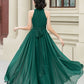 Green maxi halter chiffon party dress 5175