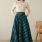 Vintage Inspired Long Wool Plaid Skirt 4628