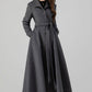 Retro Long Gray Wool Swing Coat 4516