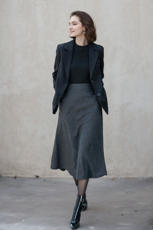 A line wool skirt with pockets 5309