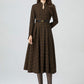 Retro plaid midi wool dress women 5302