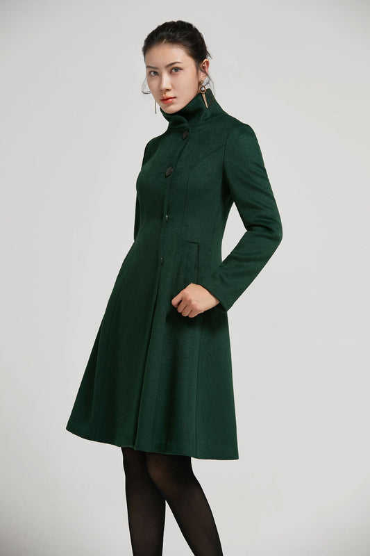 Vintage Inspired Emerald Green Winter coat women 2313