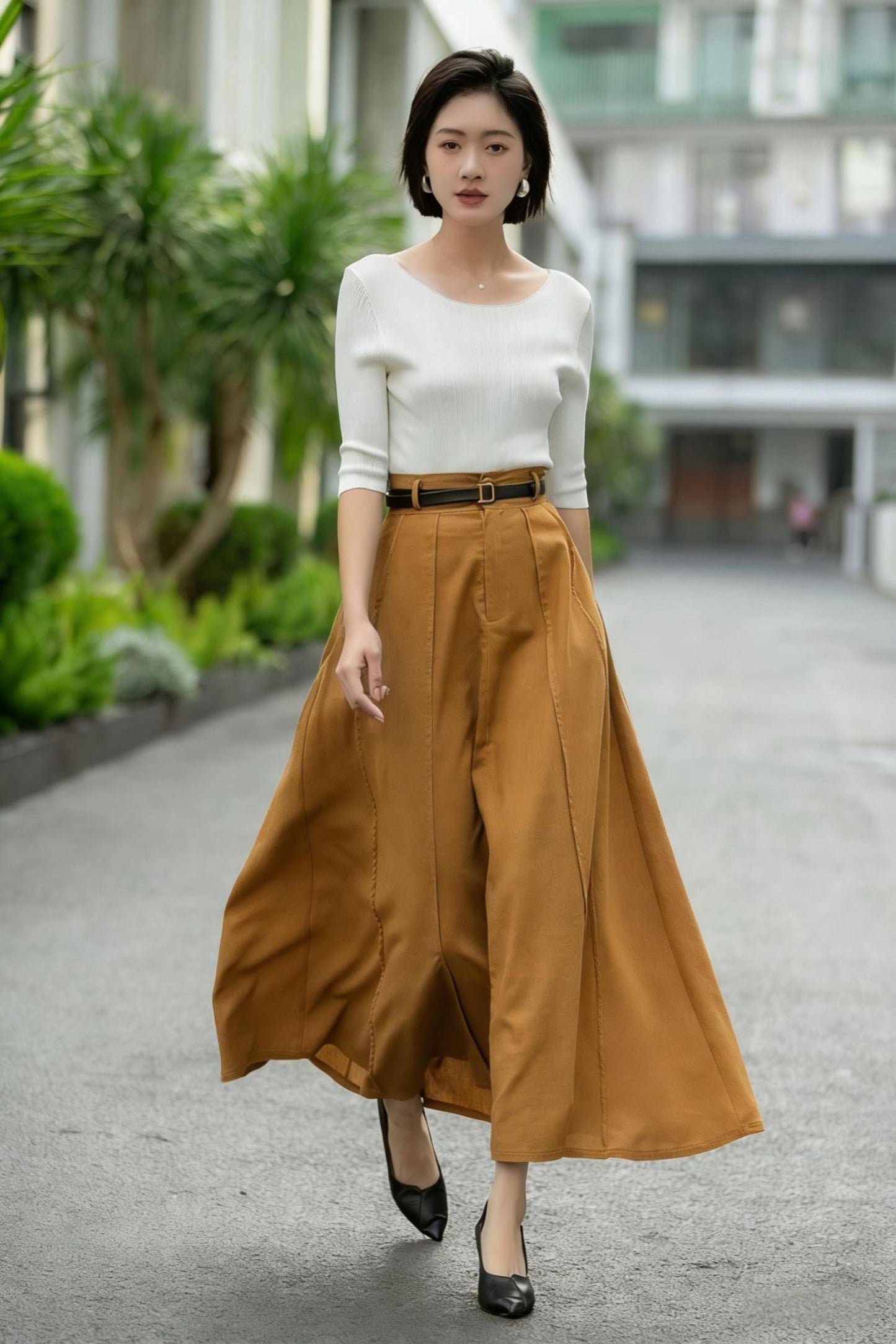 Brown Linen Maxi Skirt – High Waist A-Line Long Linen Skirt 6777