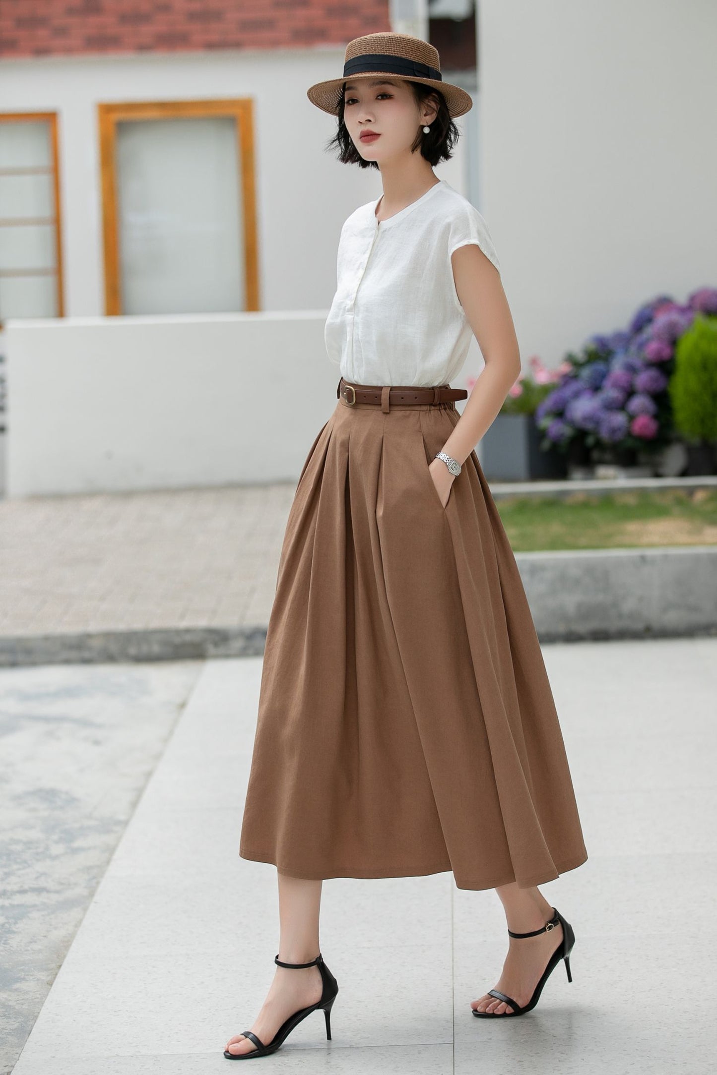 Women linen summer skirt 5982
