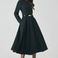 Dark Green Winter Long Wool Dress 4522