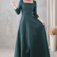 Long sleeve Linen Maxi dress with pocket 3285