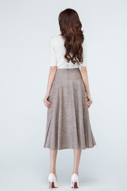 swing midi linen dress with detailed pocket 1690