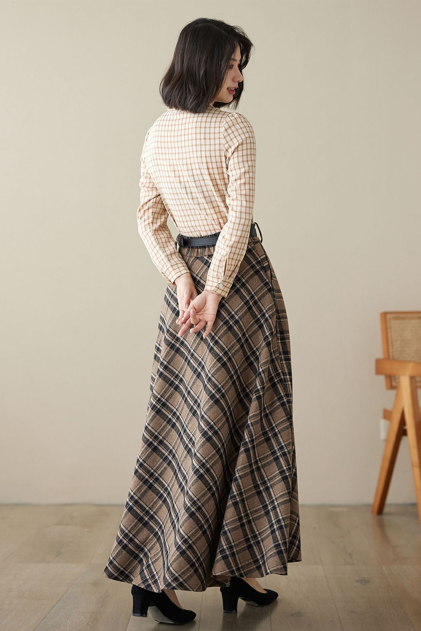 Retro Plaid Winter Autumn Skirt Women 4622