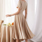 Beige Swing Summer Linen Dress 3374