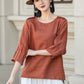 Orange loose fitting linen blouse 4902