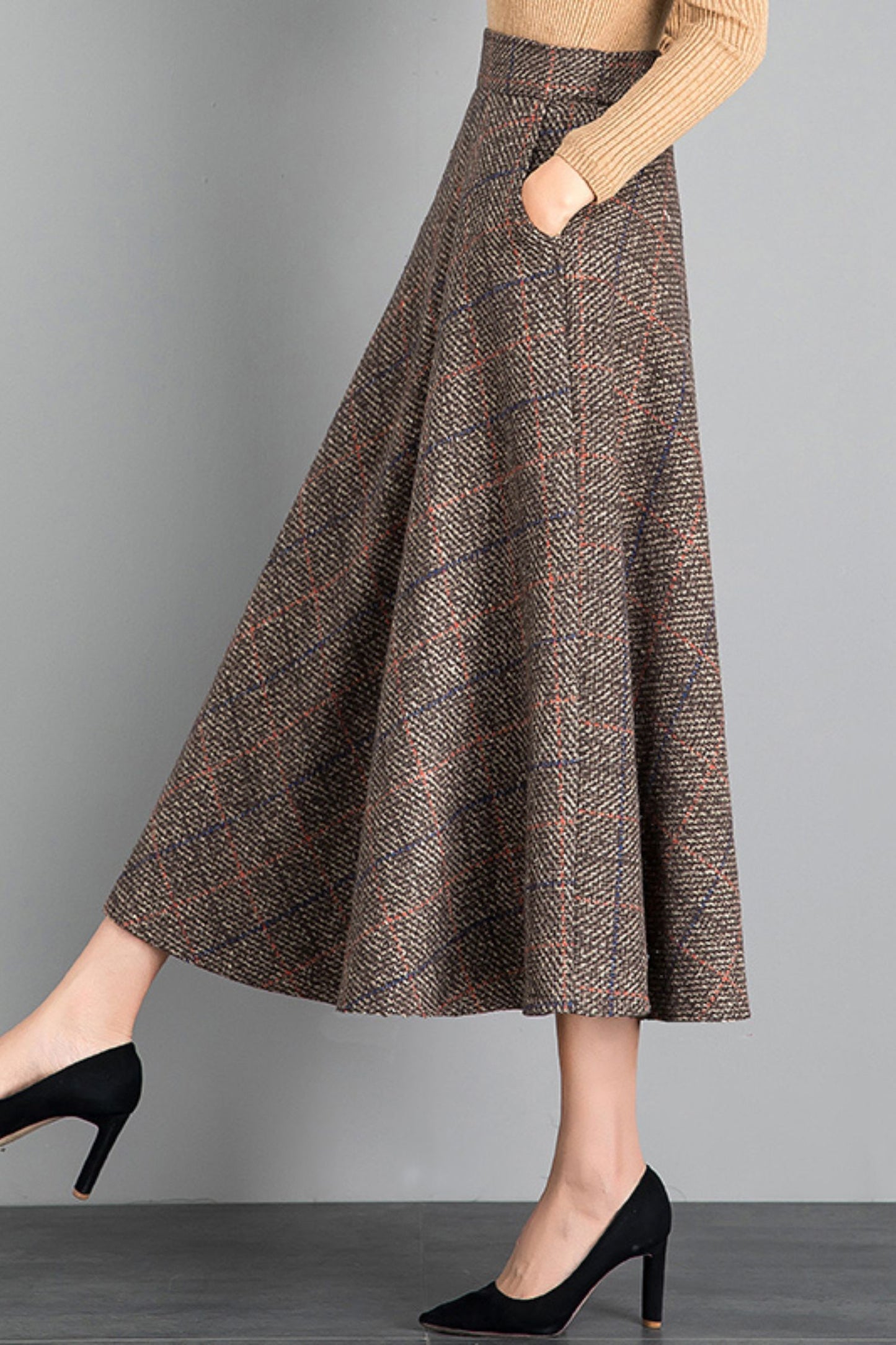 Vintage inspired midi wool skirt 6207