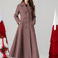 Vintage inspired plaid long wool coat 4614