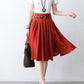 High waist pleated a line linen summer skirt 2889