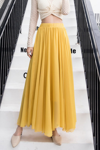 Maxi plus size swing a line chiffon skirt women TT0034
