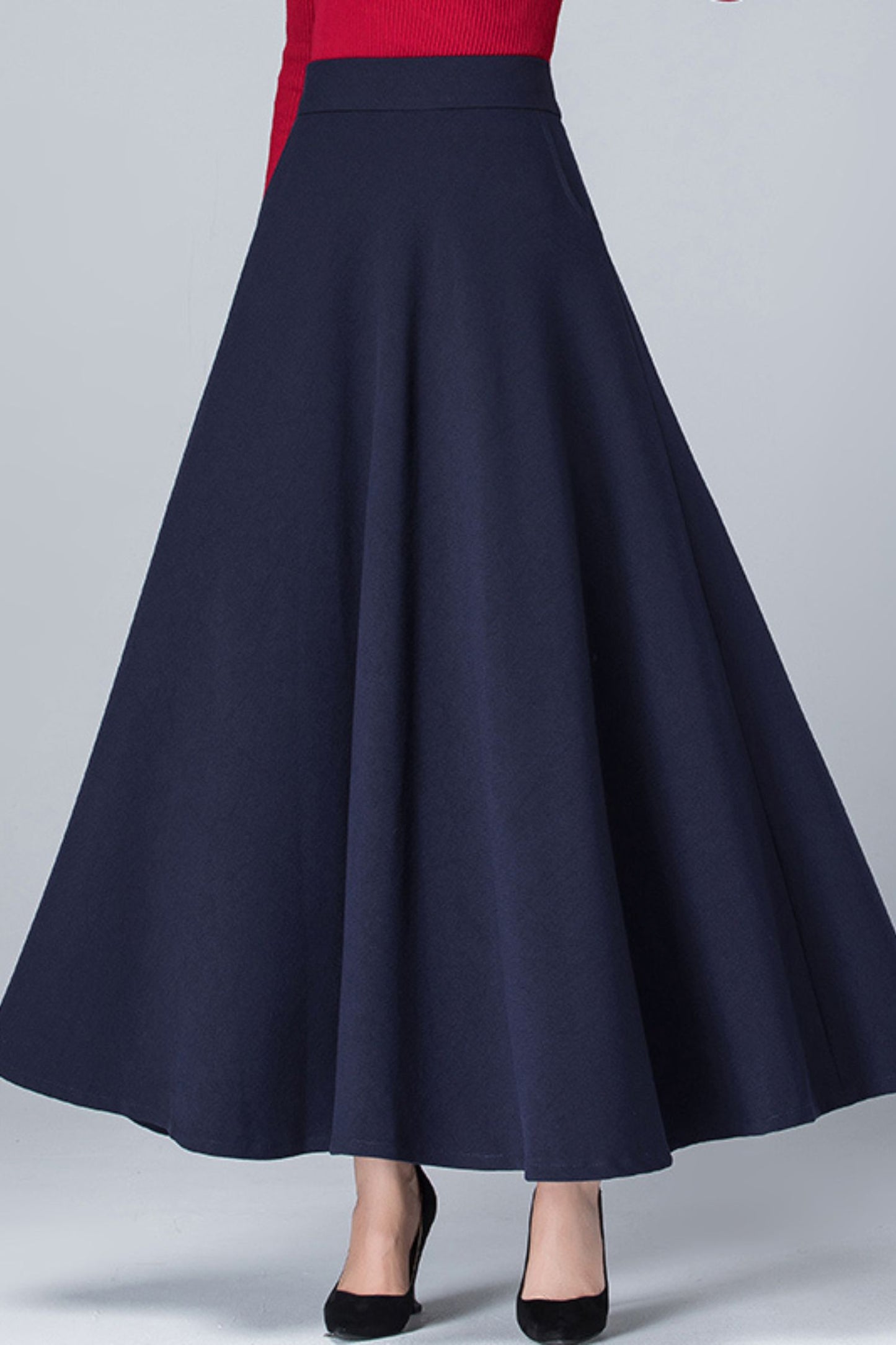High waist long autumn skirt women 6197
