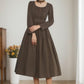 Elegant Brown Linen Midi Dress 5515